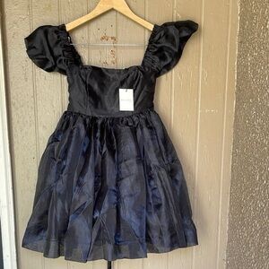 Stylish Black Puff Sleeve Mini Dress